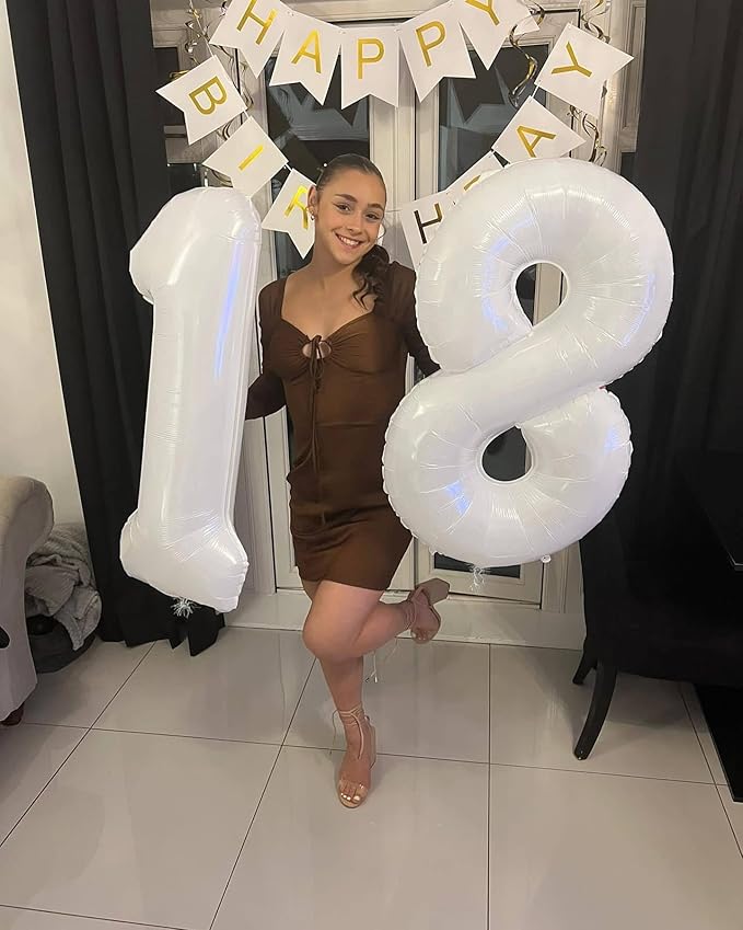 White 8 Balloon, Translucent Number Balloons 40 Inch, 8th Birthday Decorations for Boys Girls, White Birthday Balloons, White Party Supplies, Number 8 Balloon