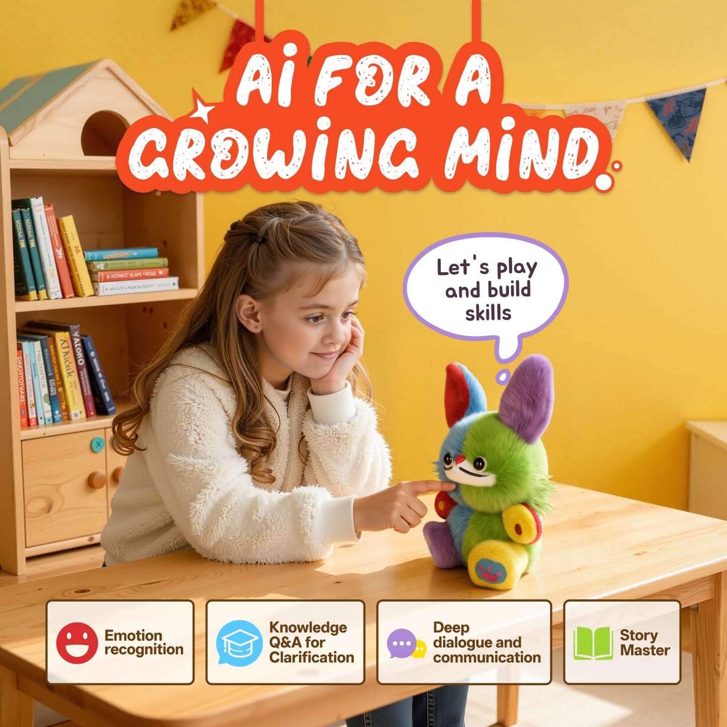 AI Learning Toys for Toddlers with Smart Interactive, Educational Toys for Preschool Learning Activities, Emotional AI Companion, Phonics Practice, Knowledge Q&A, Storyteller ect, Multiple Languages