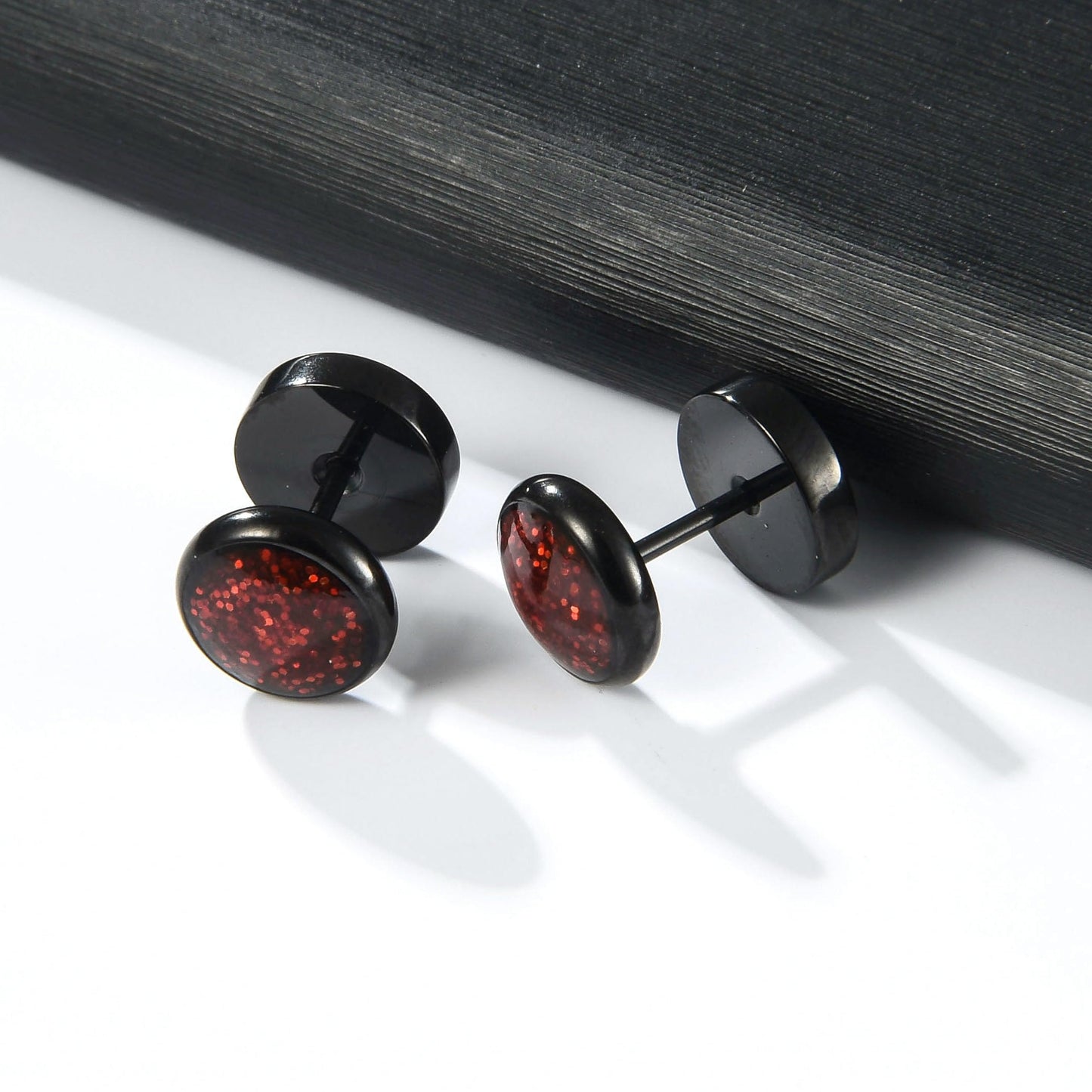 Surgical Stainless Steel Stud Earrings for Women Men Black Gold Plated Fluorescent Flat Back Hypoallergenic Earrings Suitable for Sensitive Ears