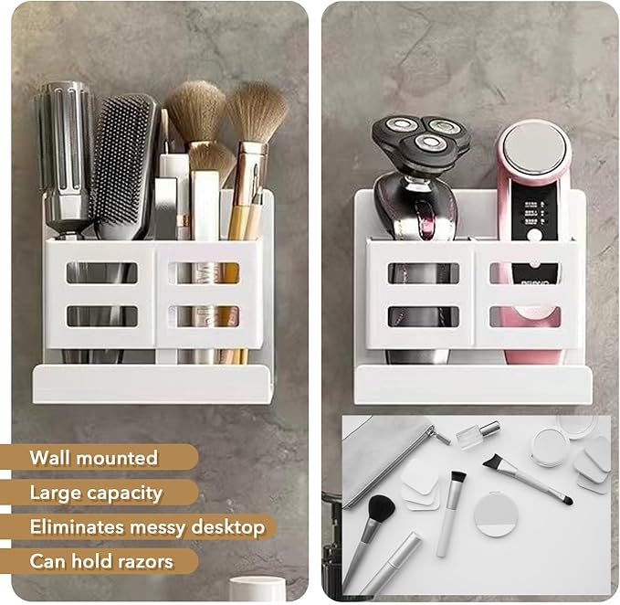 Toothbrush Holders for Bathrooms, Electric Toothbrush and Toothpaste Holder, Razor Holder for Shower, Toothbrush Holders Wall Mounted, Space Saving for Bathroom(Grey)
