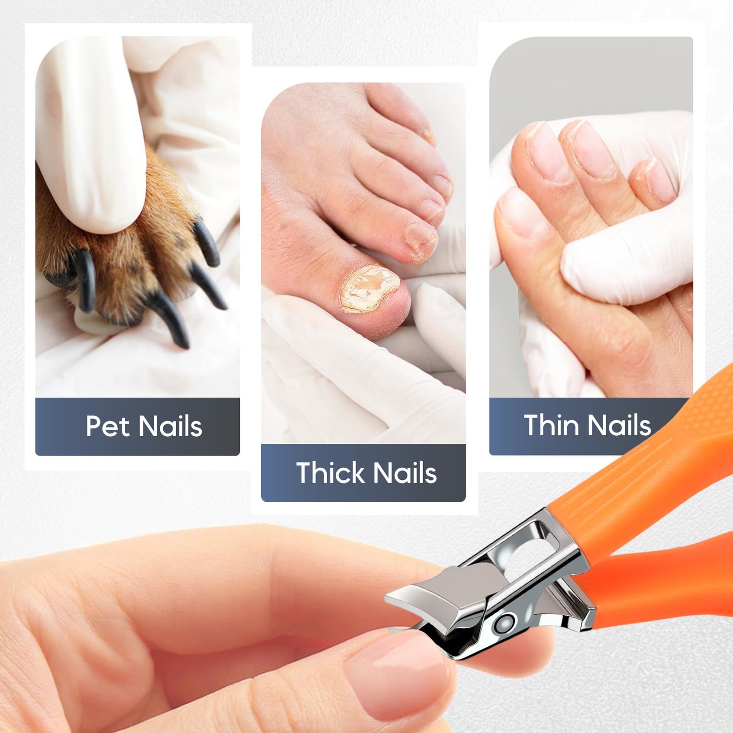 YAWOTA Wide Jaw Opening Anti-Splash Slanted Nail Clipper 3PCS Set with Case, Household Fingernail and Toenail Clippers Set for Ingrown Nails & Thick Nails (Black)