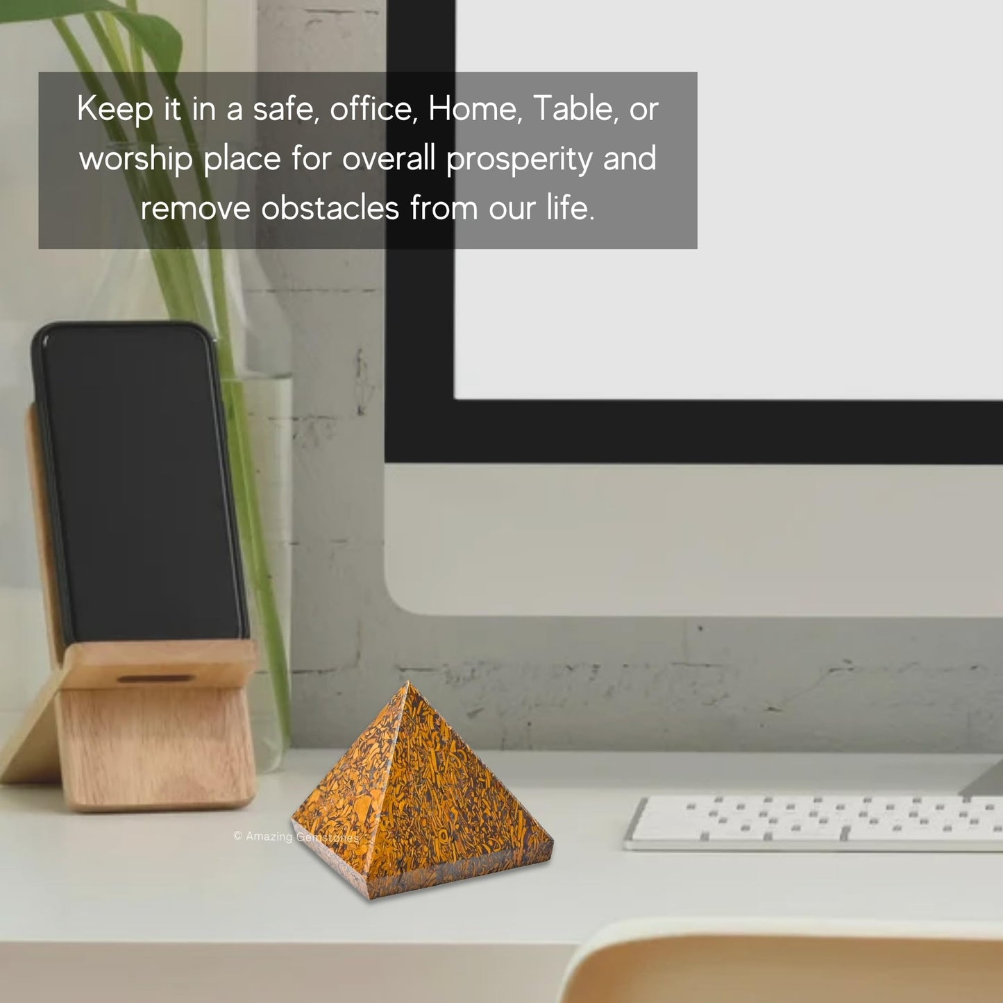 Amazing Gemstone Mariyam Jasper Pyramid Crystal Healing Stones - 1.5" Great Pyramid Figurine of Natural Stone Pyramid for Meditation, Reiki, Chakra Balancing and Crystal Pyramids Grid