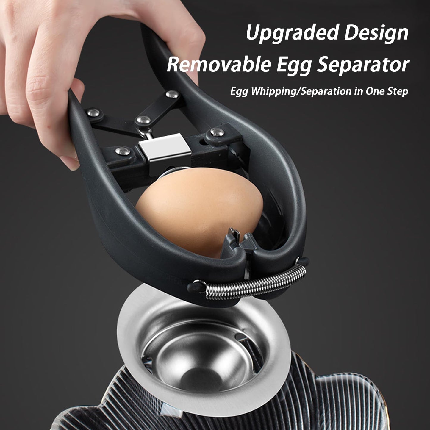 FLEXMAN Egg Cracker, Handheld Automatic Quick Open Stainless Steel Egg Separator with Spring Design for Kitchen Tool