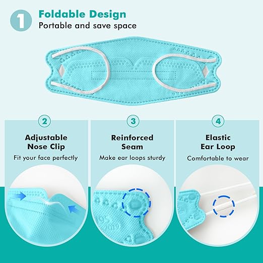 LEMENT KN95 Face Masks - 50 Pack Breathable Comfortable Disposable Masks For Adult, Filter Efficiency≥95%, Elastic Ear Loops, 5 Colors