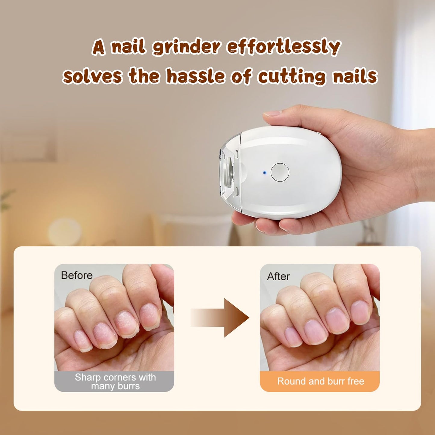 Electric Nail Clipper Automatic Nail Clipper Universal Automatic Fingernail Grinder with Built-in LED Light 3-Speed Cordless Nail Grinder Cutter Trimming Ideal for Seniors, Kids and Adults