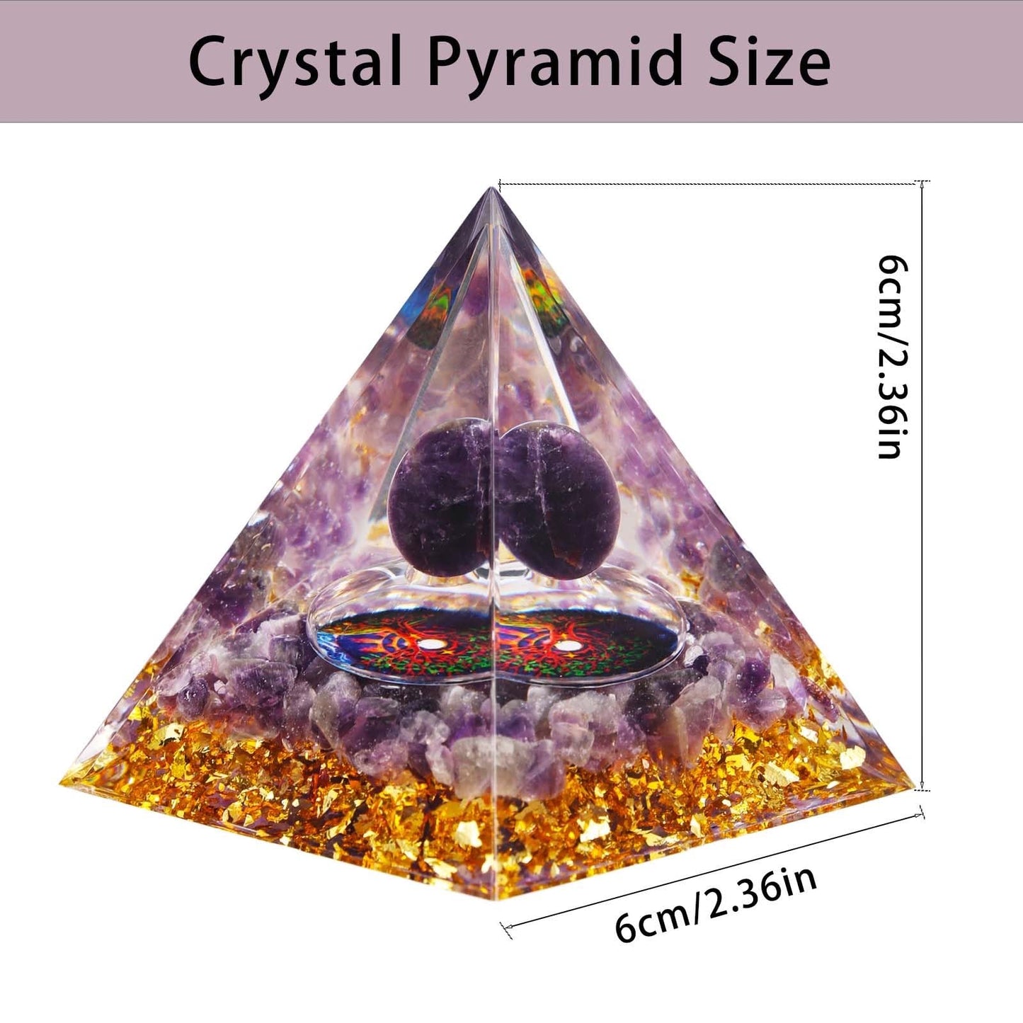 Crystal Pyramid, Amethyst Healing Crystal Pyramid Porstive Energy Generator, Natural Crystals Energy Pyramid for Attract Wealth Success and Lucky