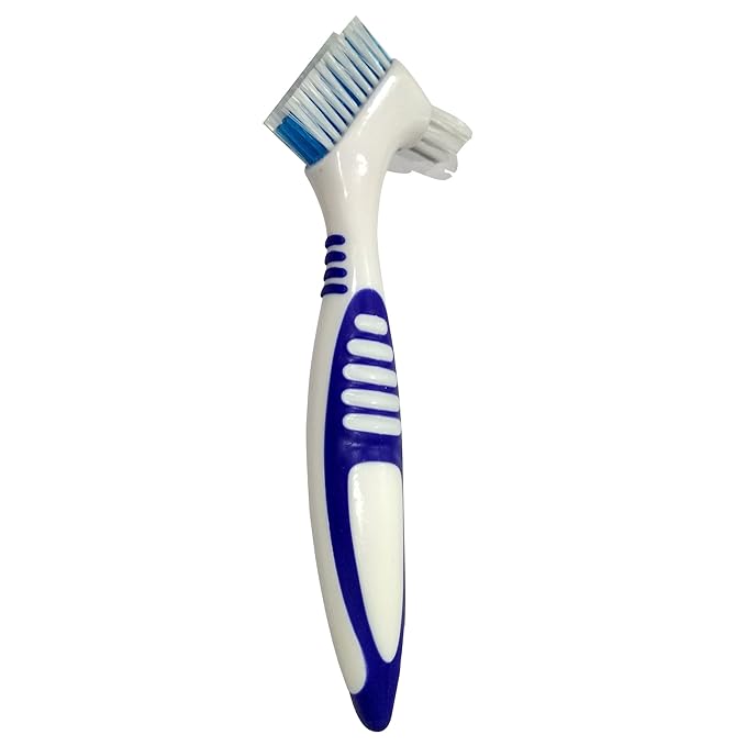 Gus Craft 2-Pack Denture Cleaning Brush Set- Premium Hygiene Denture Cleaner Set for Denture Care- Top Denture Cleanser Tool w/ Multi-Layered Bristles & Ergonomic Rubber Handle (Blue and Orange)