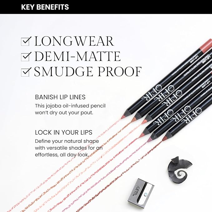 OFIR Longwear Demi-Matte Lip Pencil | Smudge-Proof, Easy Glide, Hydrating, Long-Lasting Color | Berry - Muted Plum Lip Liner Pencil | 0.042 OZ