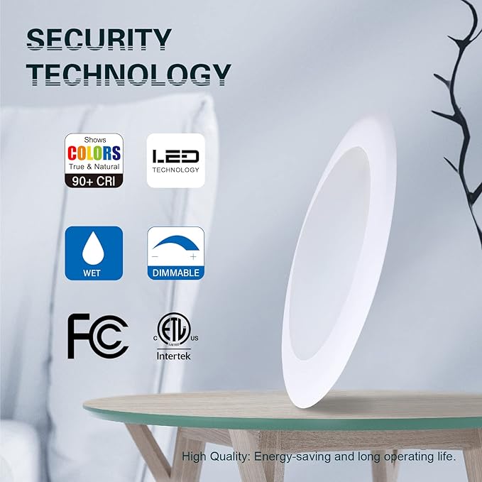 TOPELER 12Pack 6 Inch Flush Mount Ceiling Light, 15W Low Profile Dimmable Flush Mount LED Disk Light, 1000LM 5000K Daylight, Installs with Junction Box or Recessed Can, ETL-Listed