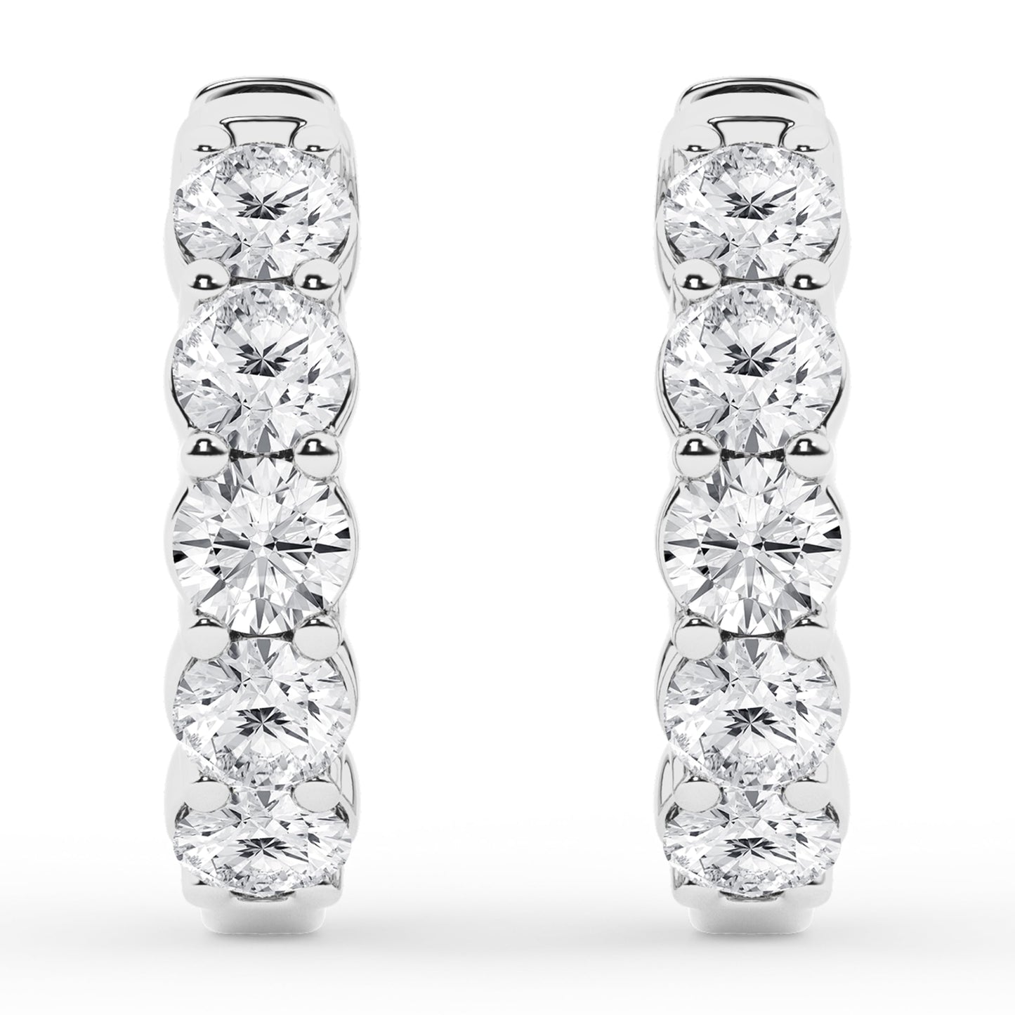 Belacqua 1.00 Carat Round Lab Grown Diamond Huggie Hoop Earrings in Sterling Silver, Color G+, Clarity SI, Prong Set, Fine Jewelry for Women, Gift Box Included