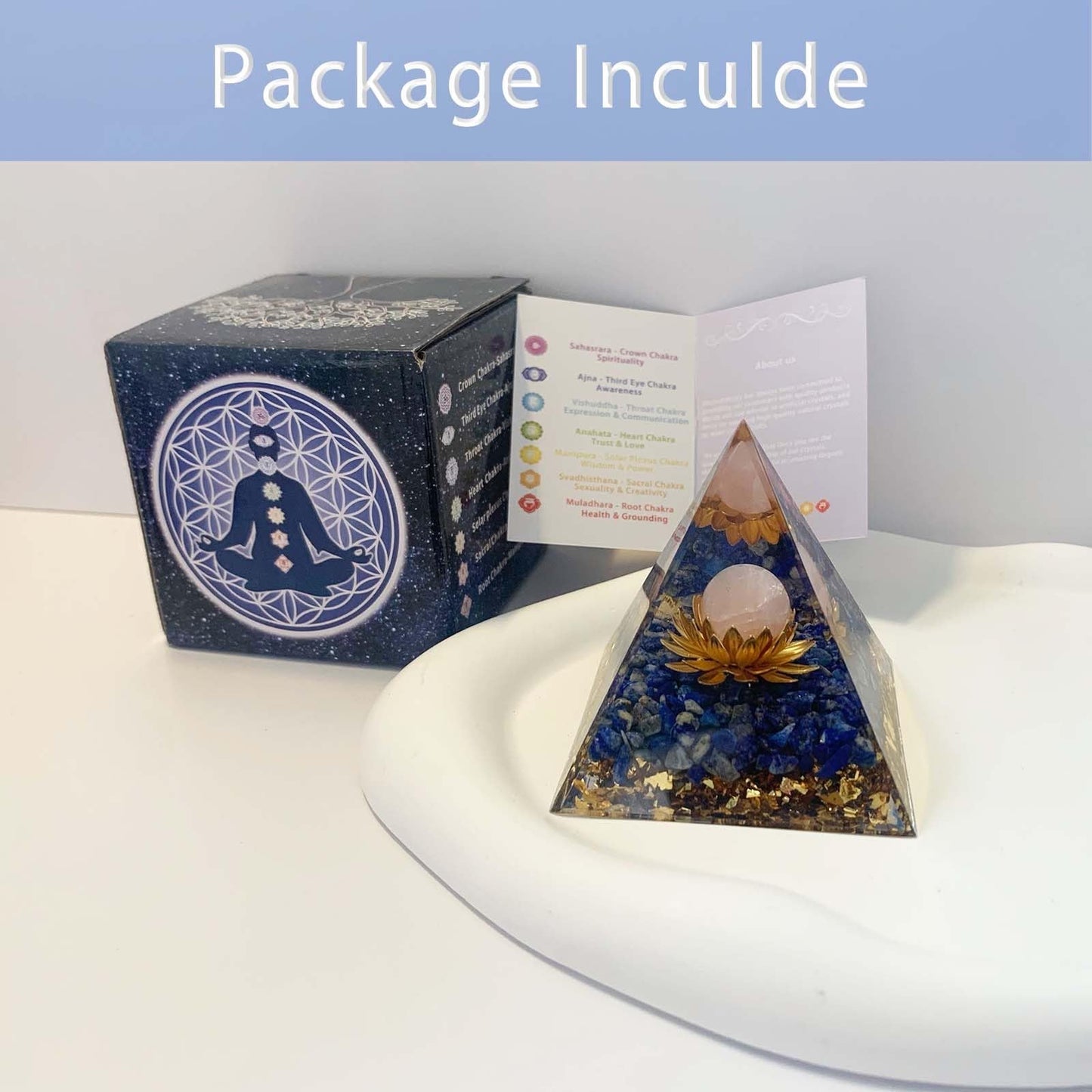 Crystal Pyramid, Lapis Lazuli Healing Crystal Pyramid Porstive Energy Generator, Natural Crystals Energy Pyramid for Attract Wealth Success and Lucky