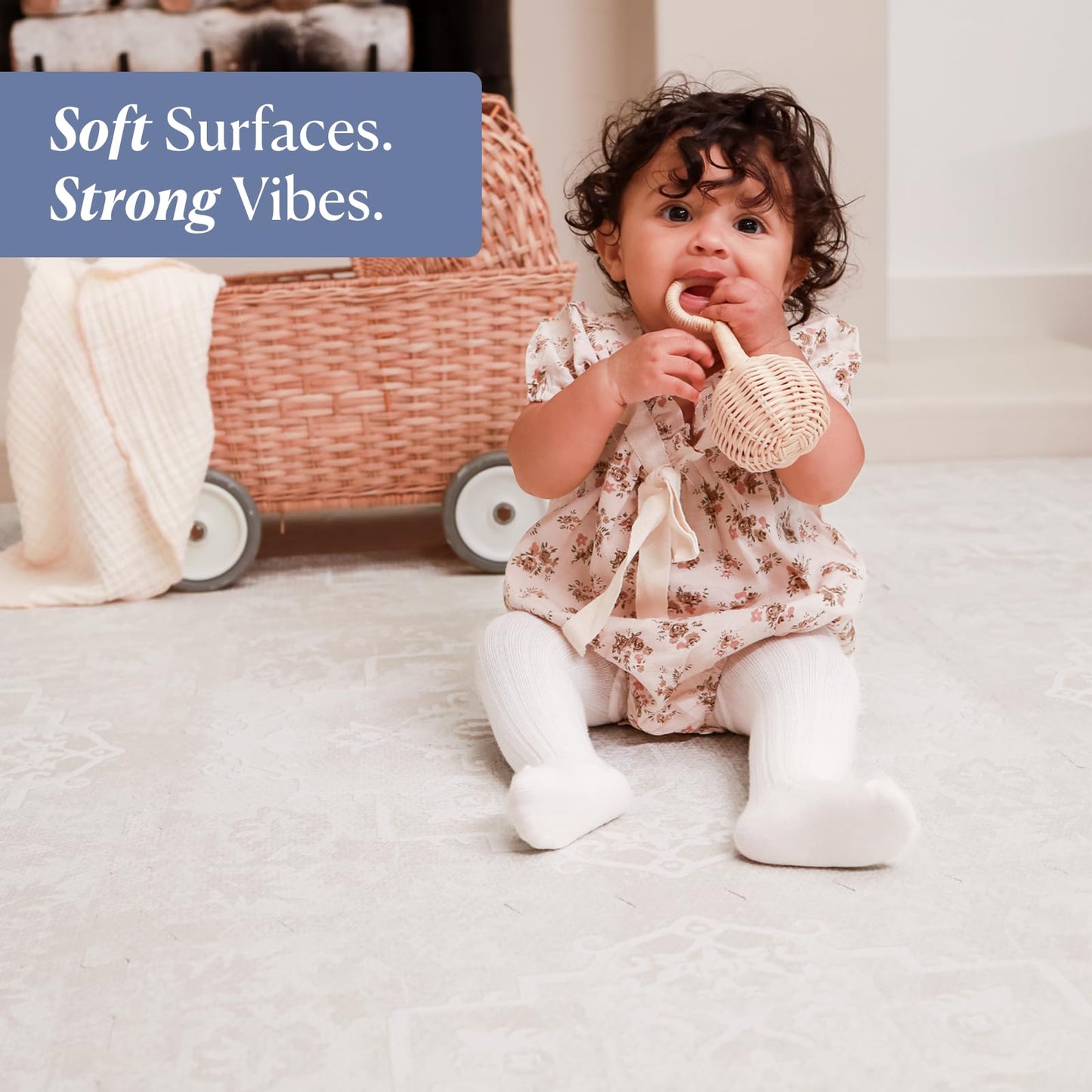 Toddlekind Playmat - Premium Foam Playmat 4 x 6 feet 6 Tile Extra Thick Foam Floor Puzzle Mat for Babies/Toddlers Stylish Non-Toxic Odorless. Perfect for Tummy Time Crawling and Play. 0m+ (off white)
