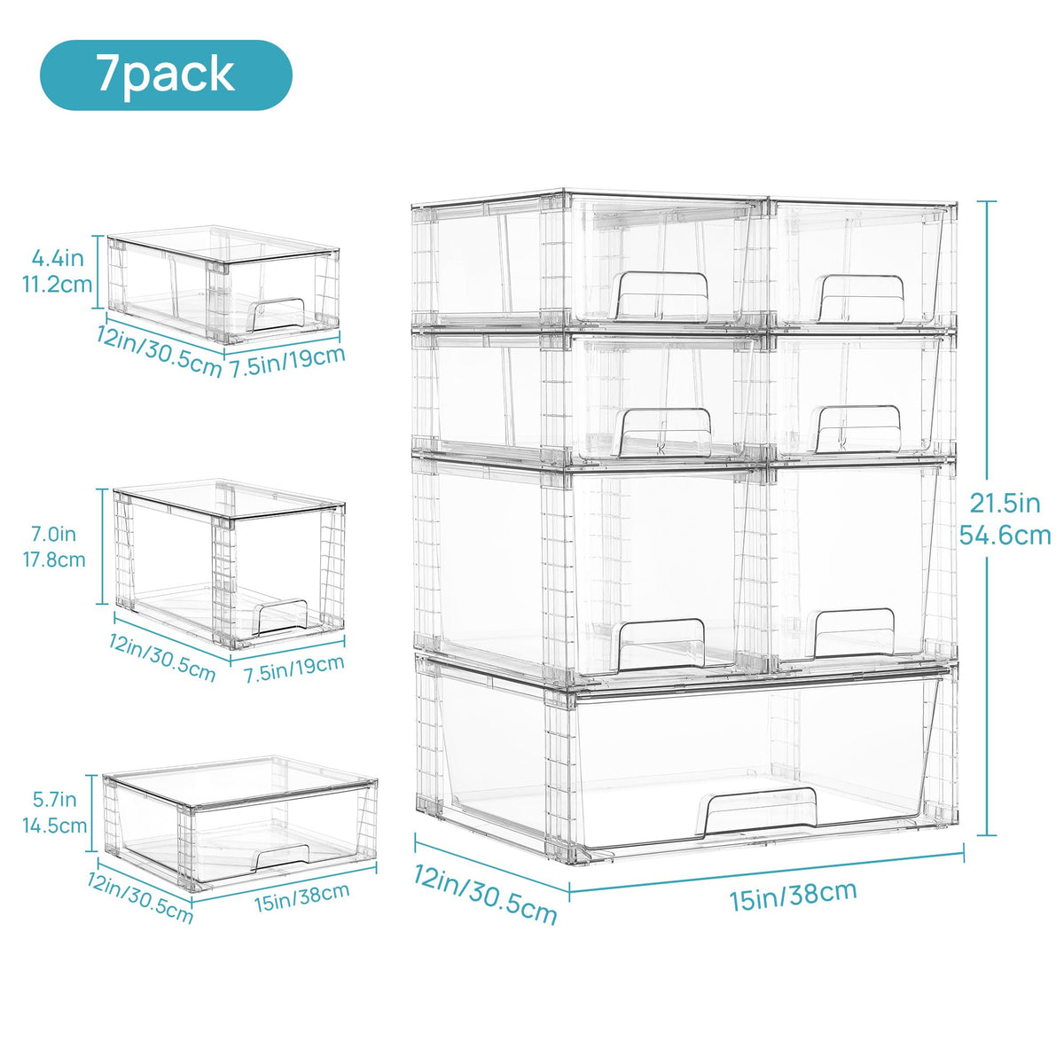 Clear Stackable Storage Drawers (7 Count)