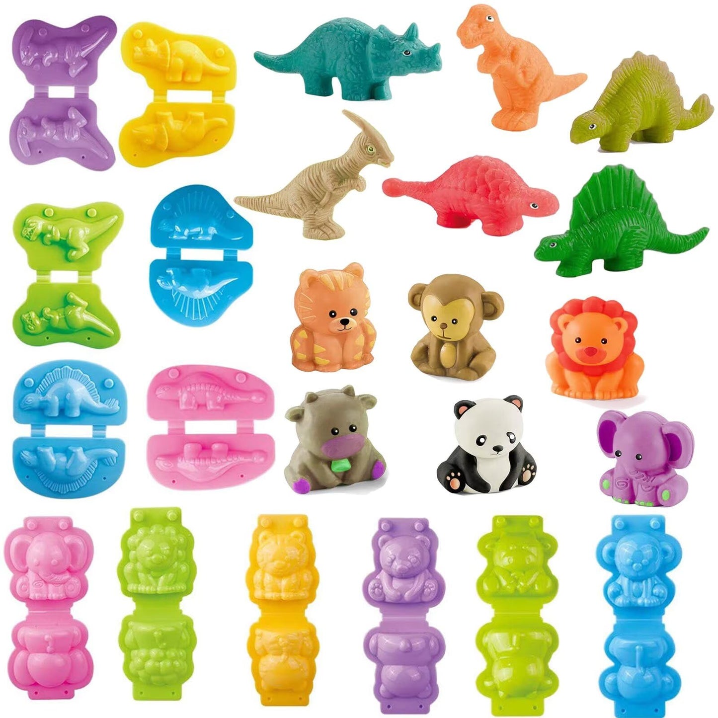 Yiklucg Unleash Creativity with 12 Unique Dino and Animal Molds Dough Toys Dough Accessories Set Whit 10 .Ideal as a Gift for Kids Aged 3-4-8 Years