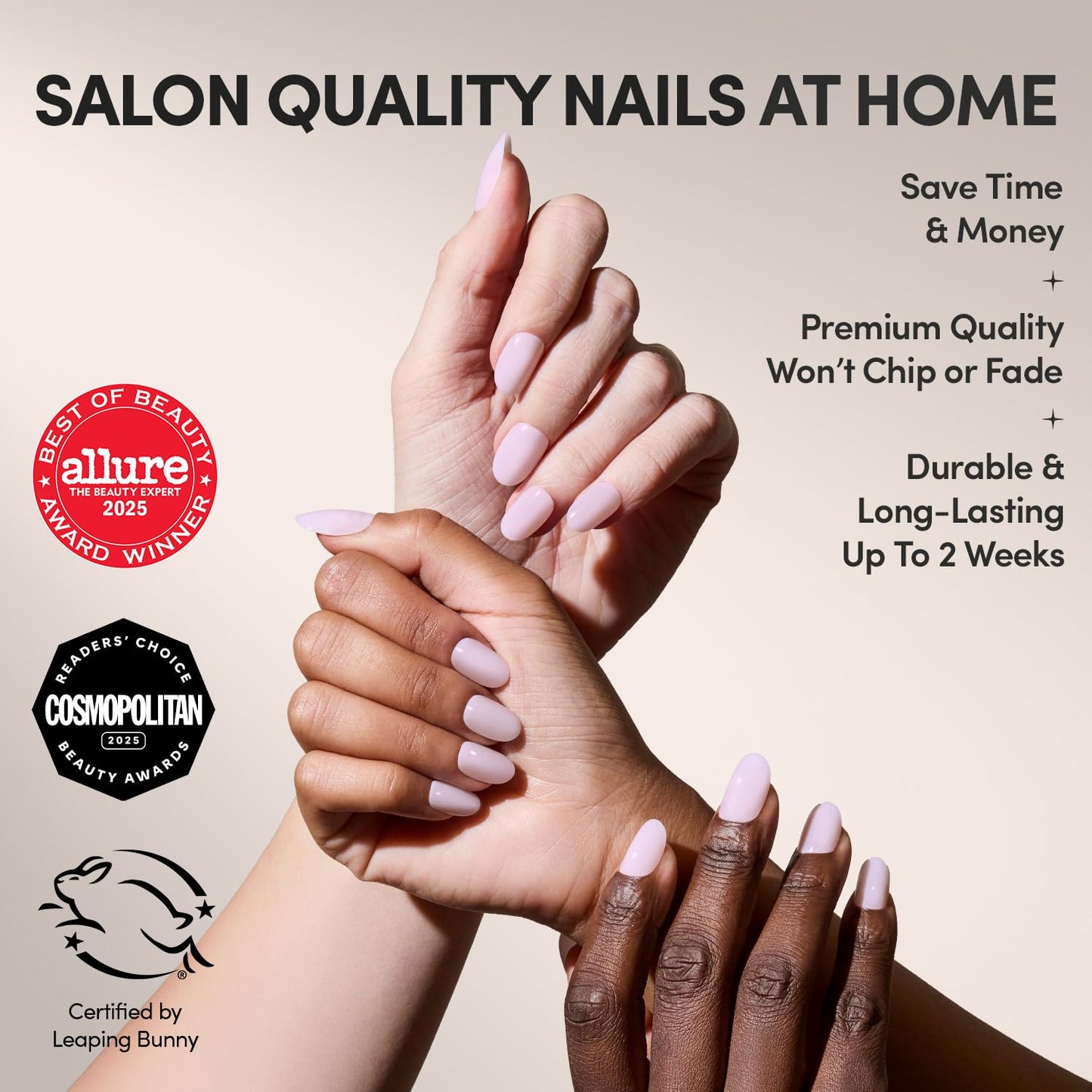Glamnetic Press On Nails - Sweetie Set | Super Short Pink Fake Nails, Extra Short Salon Quality Milky Nails | 12 Sizes - 30 Nail Kit with Glue
