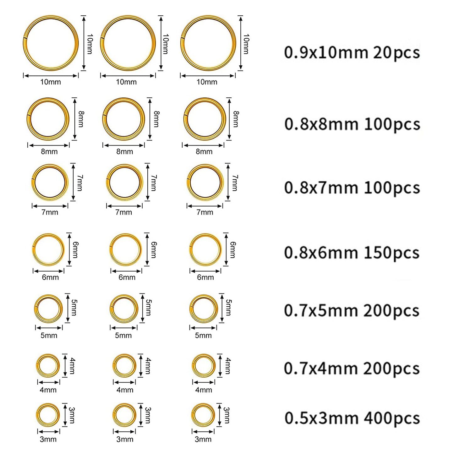 DANNEASY 1070pcs Nail Art Dangle Charm Piercing Tool Hand Drill Charms Jump Rings Connectors Accessories for Jewelry Craft Making (Gold)