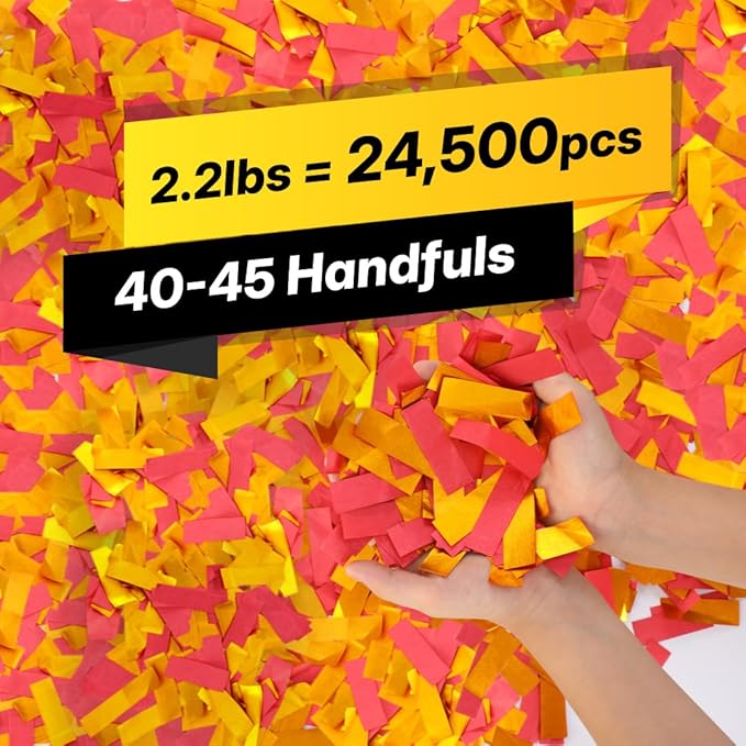 Red & Gold Confetti Paper - BULK 2.2lbs | 1kg, Biodegradable Tissue Paper, Rainbow Light Weight, Non-Staining Paper, for Events, Crafts, Decorations