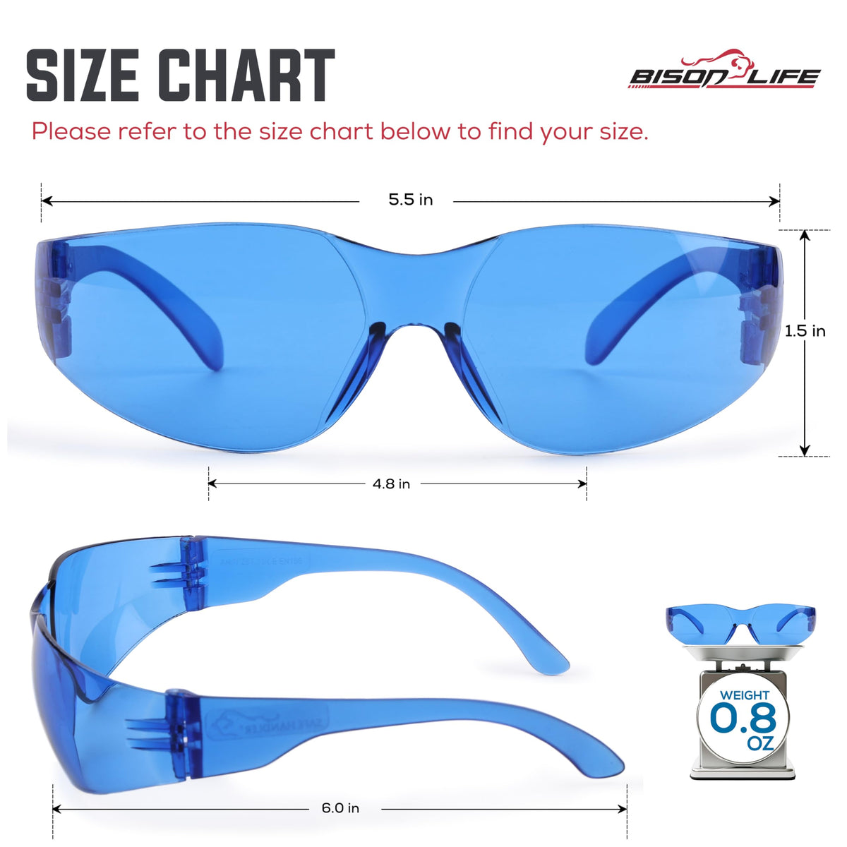 Blue Safety Glasses Bulk 6 Pack (6 Count)