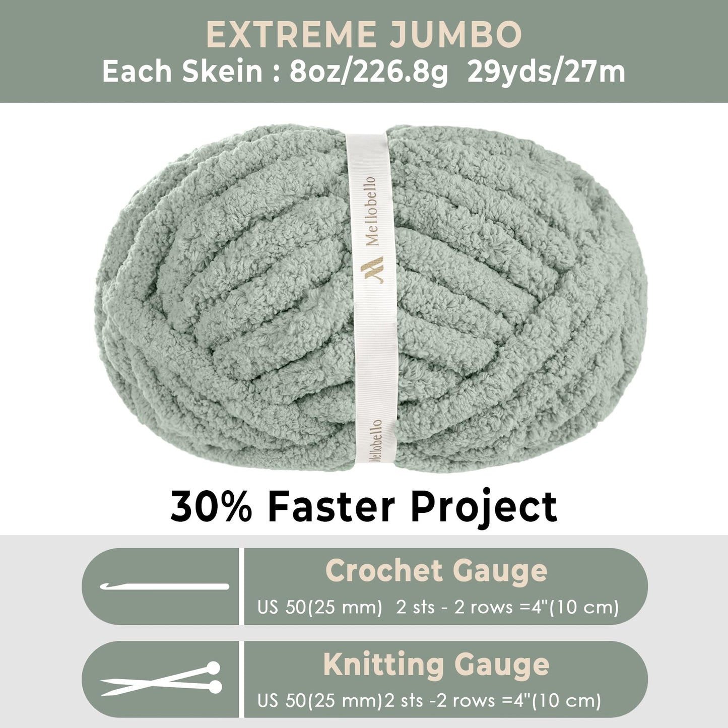 Jumbo Chenille Chunky Yarn for Crocheting - Super Bulky Fluffy Chunky Yarn for Hand Knitting - Extra Thick Soft Blanket Big Yarns 8 Jumbo Pack (27yds,8 oz Each Skein)
