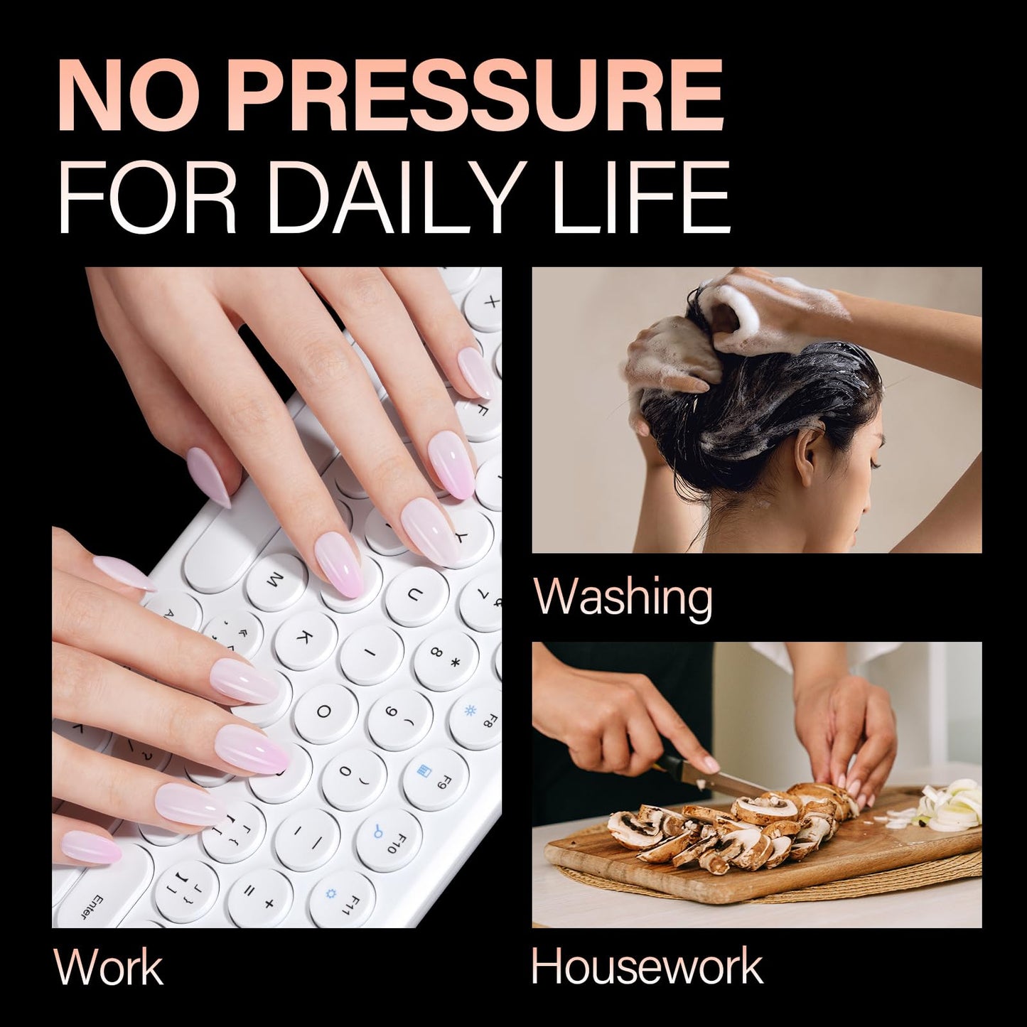 AILLSA Short Oval Round Nails 504PCS Clear Gel Nails Tips Press on False Soft Nails Tip Full Cover Fake Gelly Nails Tips for Nail Extension DIY Home Salon Gift, 10 Sizes Preshaped Nail Tips