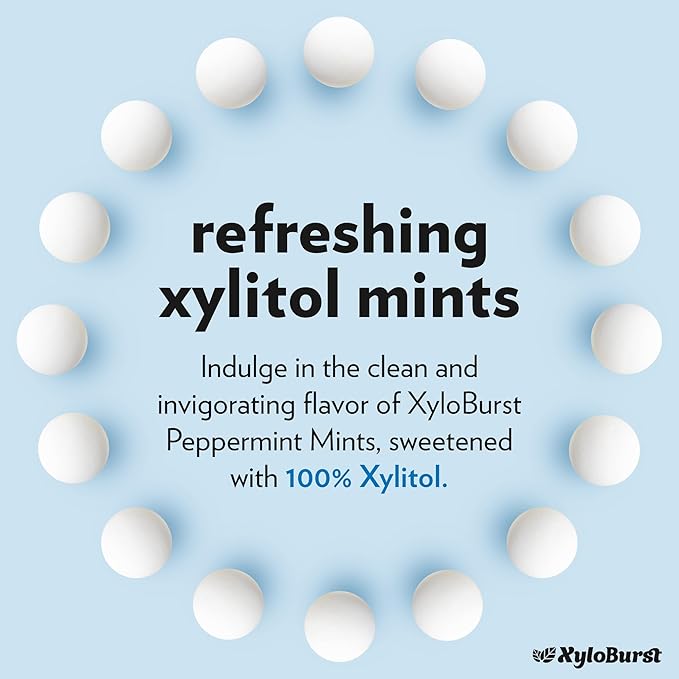 Xyloburst - Xylitol Mints | Sugar Free Breath Mints for Oral Health | Gluten Free, Vegan, Keto Friendly | Aspartame Free Mints | Peppermint | 275 Count (Pack of 2)