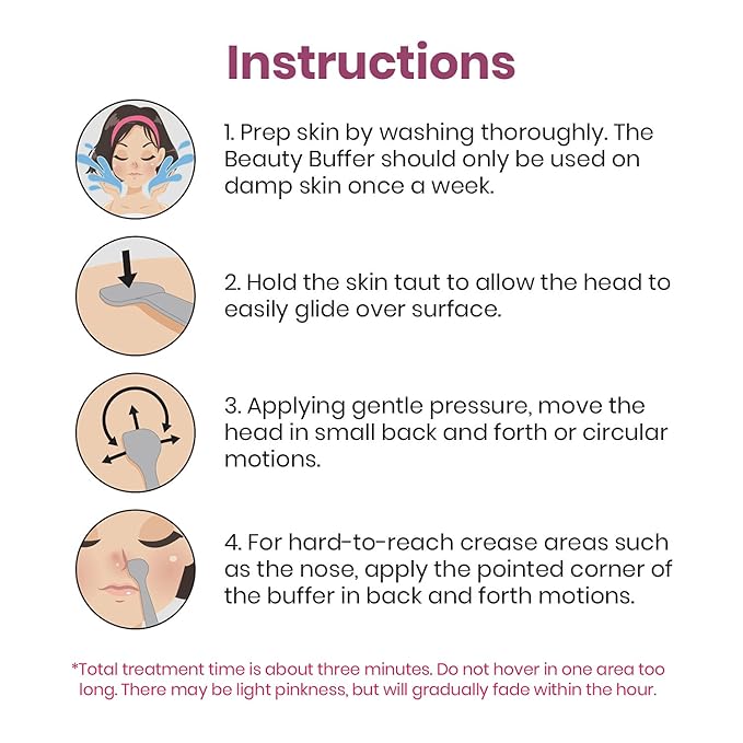 Lindo Beauty Buffer - Microdermabrasion Tool, Diamond Infused, Embedded Silicone Lip Scrubber, For Smooth Skin, Radiant Complexion, Travel Pouch Included