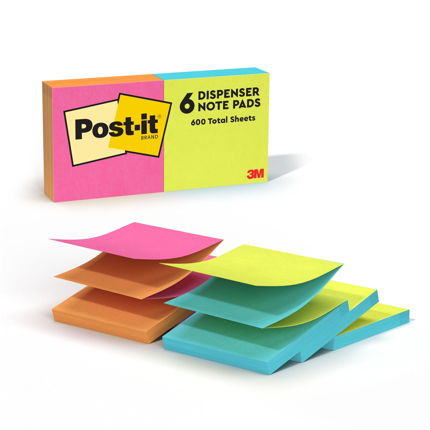 Post-it Pop-up Notes, 3 in x 3 in (76 mm x 76 mm), Poptimistic Collection, 6 Pads with 100 Sheets/Pad (600 Sheets Total), Accordion Sticky Notes for Dispensers, Planners, Desks at Home, School, Office