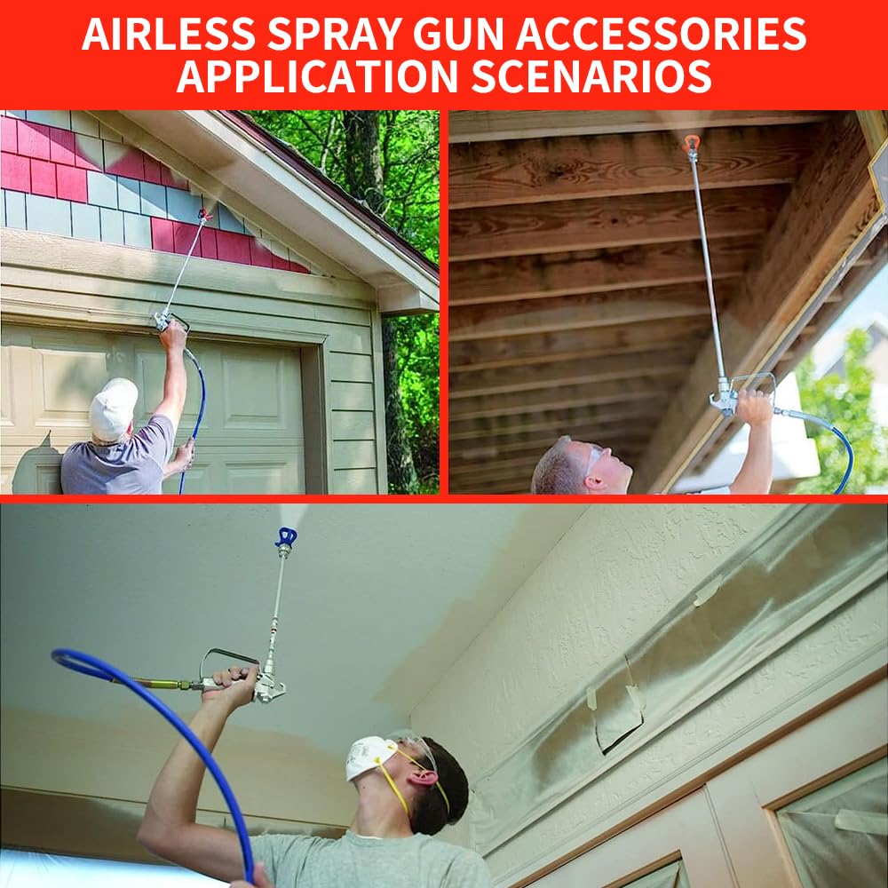 10 Pieces Airless Paint Sprayer Gun Accessory Set Equipped with 2 Extension rods 6 Spray Tips and 2 Nozzle Seats Suitable for Home Renovation .（109, 211, 313, 415, 517, 623）