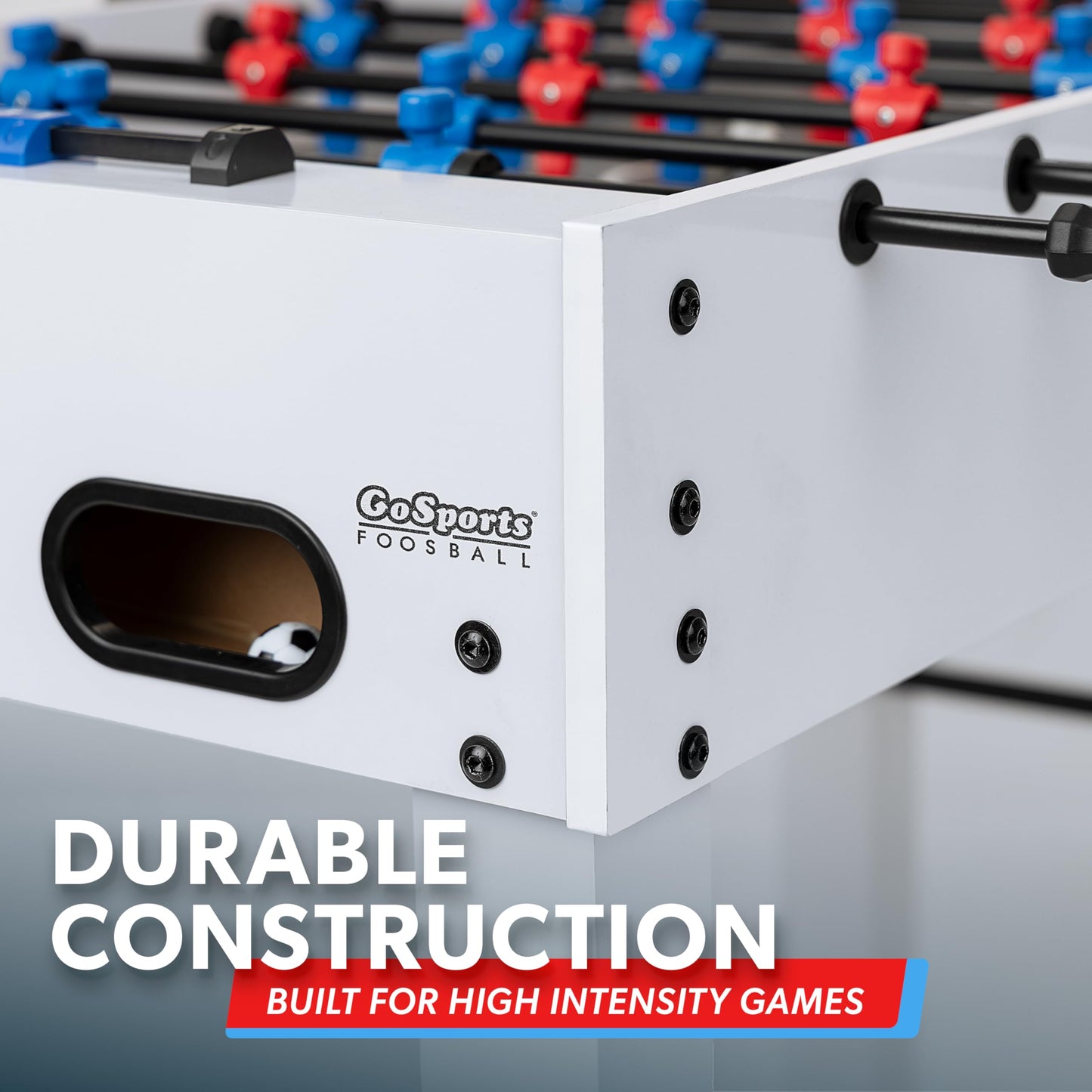 GoSports 48 Inch Game Room Size Foosball Table - Includes 4 Balls and 2 Cup Holders – Black, Oak, or White