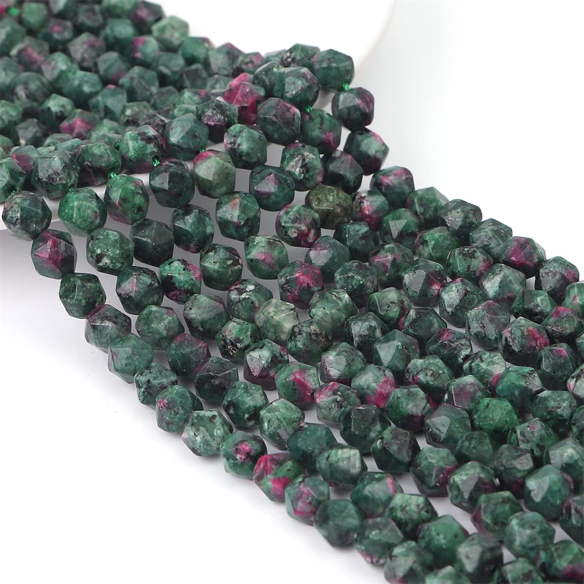 BEADIA Faceted Natural Zoisite Stone Round Beads 8mm 36cm/Strand for Jewelry Making
