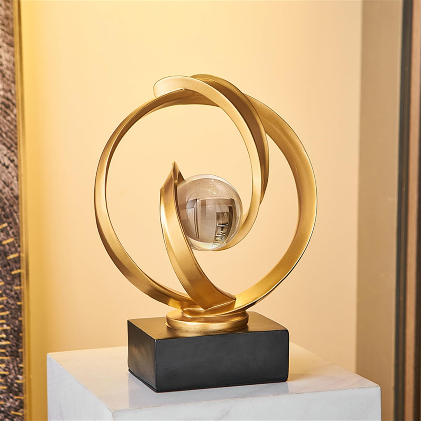 AWNR Gold Abstract Sculpture House Decor Aesthetic - Home Décor Accents for Nightstand, Shelves, Dining Room, Entryway Table, Office, Desk Accessories