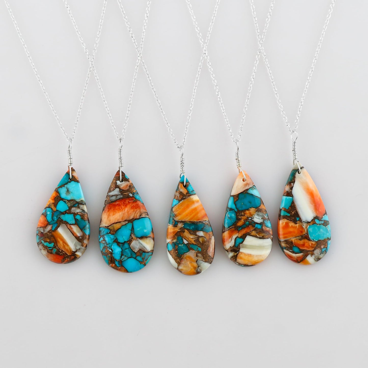 Yashee Natural Turquoise Pear Shape Crystals Pendant Necklace, Chakra Energy Healing Gemstone, Real Crystal, Top Grade, Beautiful Women Simple Jewelry, Dainty Silver Plated Jewelry 18 inch