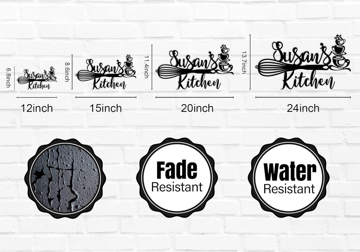 Custom Kitchen Name Sign, Personalized Kitchen Metal Sign, Kitchen Art Wall Decor, Kitchen Signs Wall Decor, Metal Wall Art, Kitchen Decor, Mothers Day Gift, Mom's Kitchen, Gift for Grandma