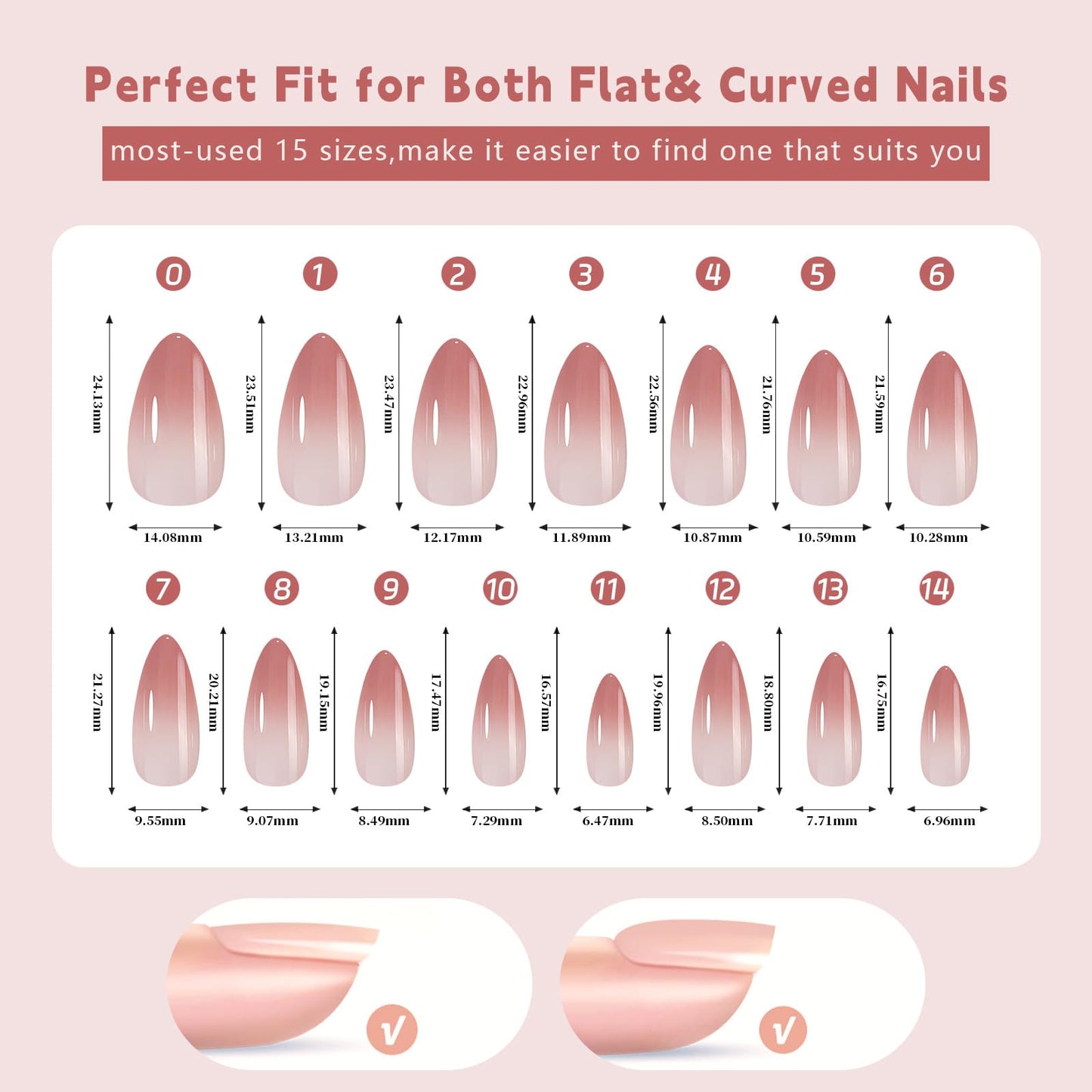150 Pcs Almond Press on Nails - White Gradient Press on Nails Almond Acrylic Nails Nail Set Stick on Nails Nail Tips Almond Shape White Press on Nails for Gift