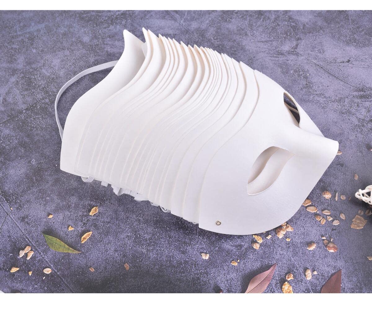 RUSVNO 20 Pieces Paper Mache Art Masks DIY Blank Paintable Paper Mask White Masquerade Masks