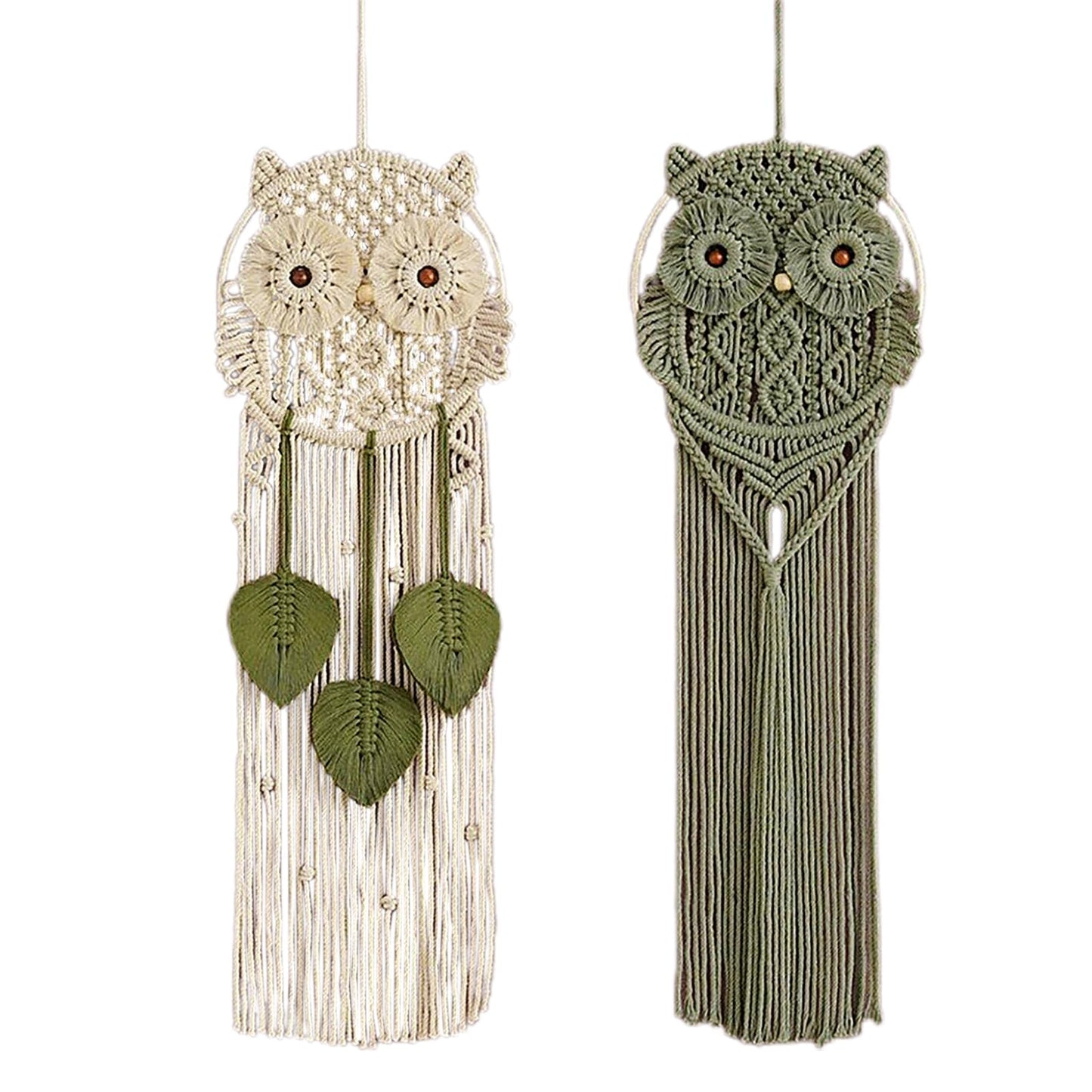 Tissting Cotton Macrame Owl Wall Art - Hand-Woven Boho Decor for Bedroom, Living Room Nursery with Easy Hanging, Housewarming Gift