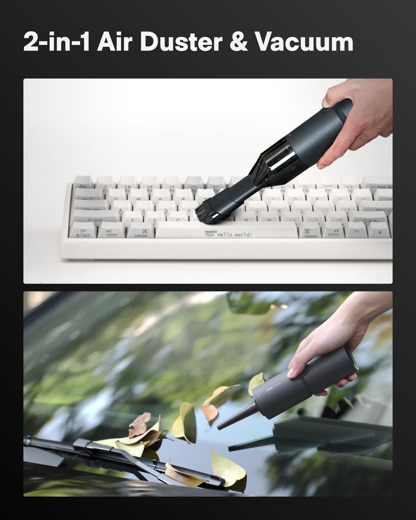 HOTO Handheld Vacuum Cleaner Cordless, Desk Vacuum Cleaner Compressed Electric Air Duster 15000Pa Suction, 4-in-1 Portable Vortex Vacuum Dust Buster Air Blower for Computer, Keyboard, Coffee Grounds