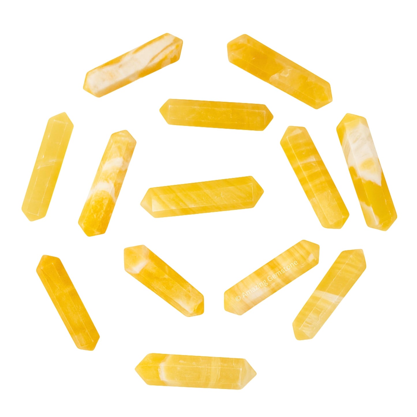Amazing Gemstone Yellow Calcite Crystal Points Bulk Healing Crystals and Stones - Pack of 3 Double Terminated Healing Wand Point Bulk Crystals for Crafts, Crystal Grid, DIY - Premium Crystals