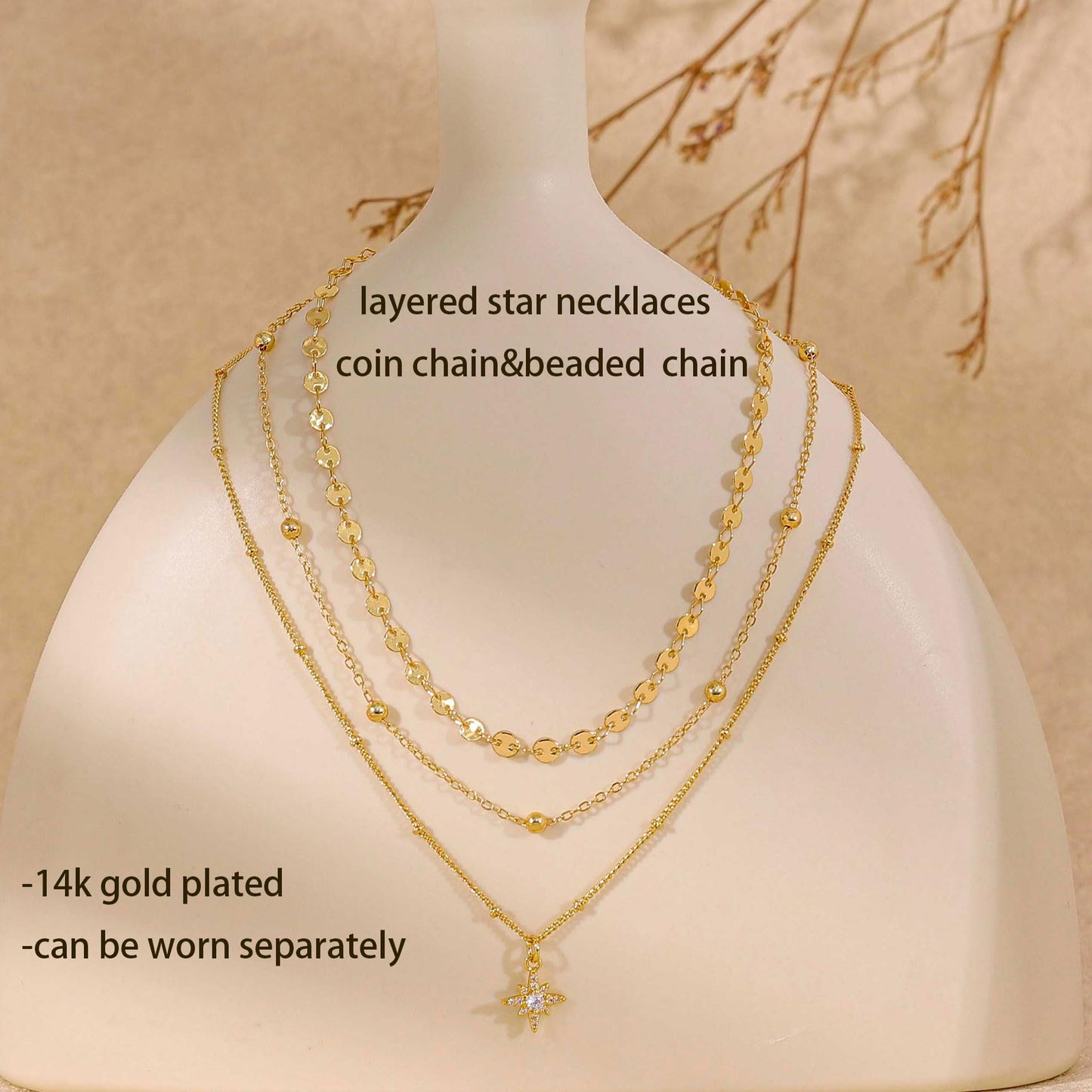 XIXINI Layered Necklaces for Women, Dainty Gold Necklace Stack 14k Gold Plated Layering Coin Star Pendant Necklace Simple Statement Layered Gold Necklaces for Women Trendy Fashion Gold Jewelry Sets