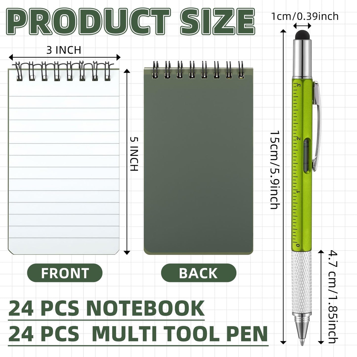 Maitys 48 Pcs Men Gifts for Father's Day:6 in 1 Screwdriver Multi Tool Pens 3 x 5 Waterproof Notebooks Multi Tool Pens for Dad Husband Engineer Father's Day Birthday Gifts