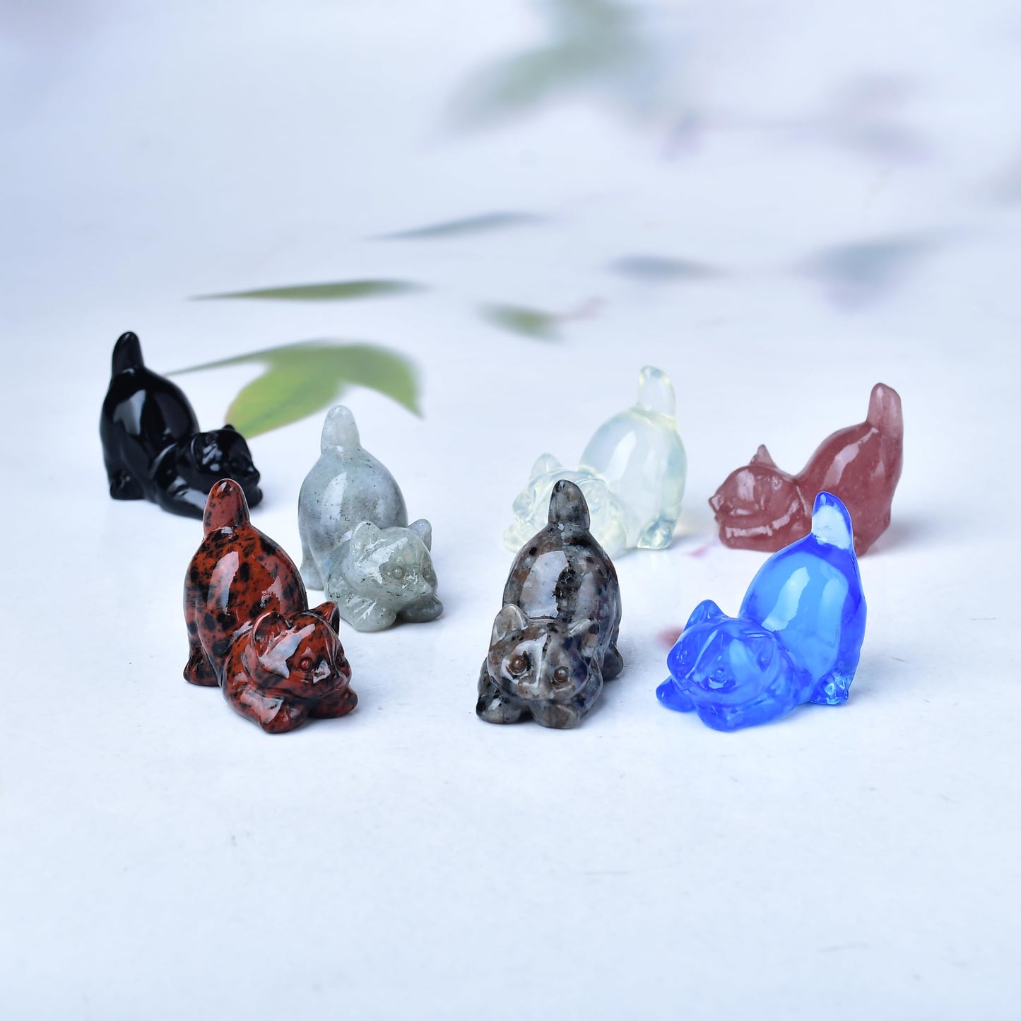 DZJXBZhu Flame Stone Cat Crystal Statue Healing Crystal Reiki Meditation Pocket Gem Guardian Sculpture Home Study Table Desk Decor Collection Gift for Loved Ones