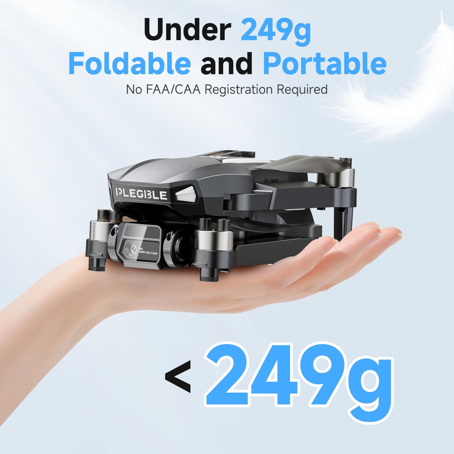 PLEGBLE Drones with Camera for Adults 4K, FPV Drone for Kids Beginners, Foldable RC Quadcopter with 3 Batteries 45 Mins Long Flight Time, Brushless Motor, One Key Start, Toys Gifts for Boys Teen Men
