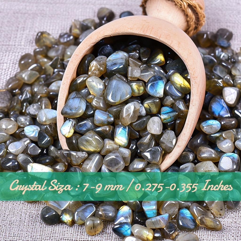 SigMntun Polished Labradorite Crystal Chips 200 Pcs - 0.3" 10 Ounces Tumbled Stone Rock Jasper Agate Chips Crushed Sea Glass Stones Healing Reiki Crystal Making Home Decoration