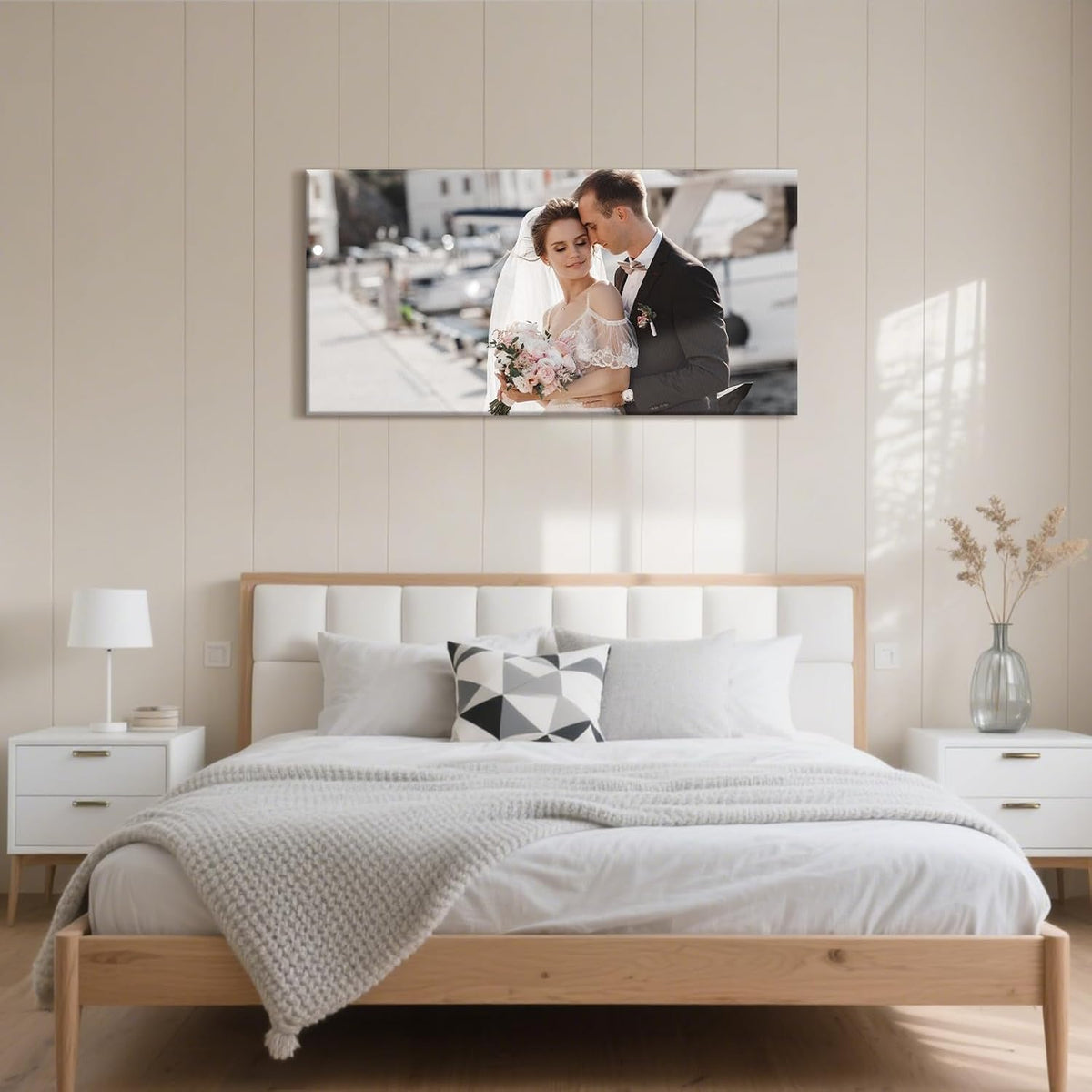 Personalized Custom Canvas Prints with Your Photos & Text, Customized Picture Print, Transform Own Images Into Framed Wall Art Digitally Printed Photo to Canvas, Keepsakes Gifts for Family 16x8’’