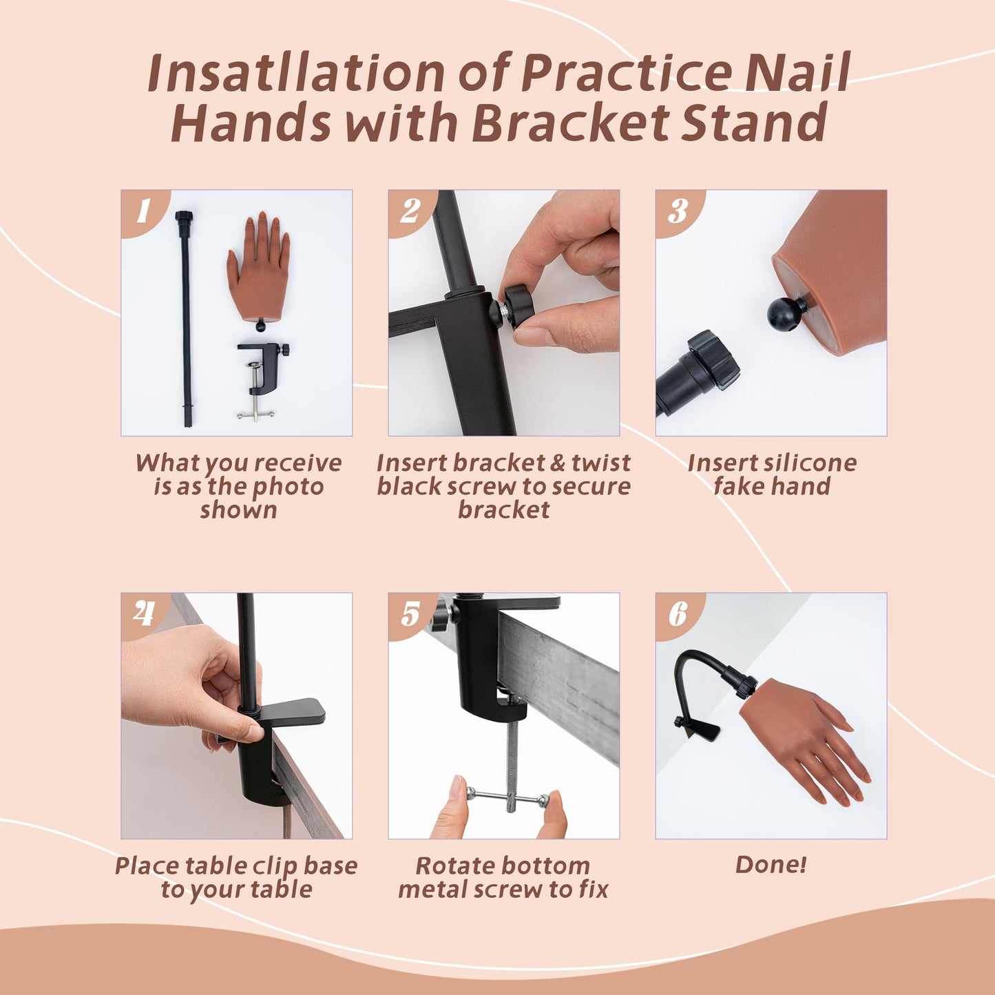 Veikmv Practice Hand for Acrylic Nails, Realistic Silicone Training Hand with Flexible Fingers for Nail Art Practice,Professional Mannequin Hand Model Kit for Gel Polish