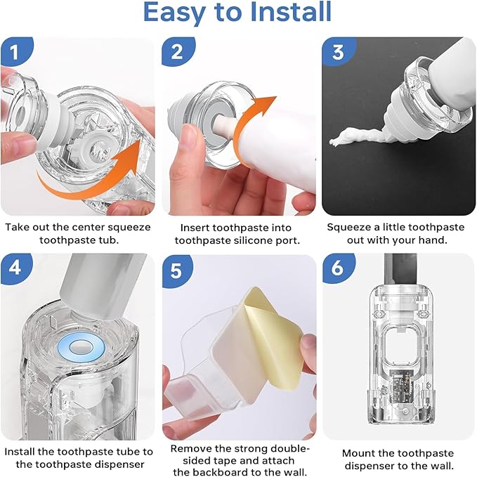 Automatic Toothpaste Dispenser Wall Mounted - Hands-Free Toothpaste Squeezer with 3 Speed Settings, 2 Toothbrush Holders & Strong Adhesive - Smart Bathroom Organizer for Kids and Adults