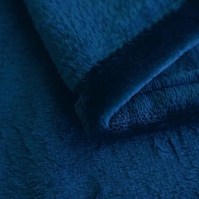 SOCHOW Flannel Fleece Blanket Throw Size, All Season Lightweight Super Soft Cozy Blanket for Bed or Couch, Navy Blue, 50x60 inches