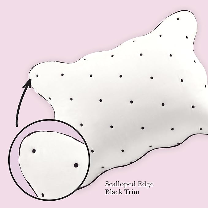 kate spade new york Scalloped Edge 2-Piece Twin Quilt Bedding Set, 100% Cotton Reversible Cover, All Season Warmth Bedding, Machine Washable, Marshmallow