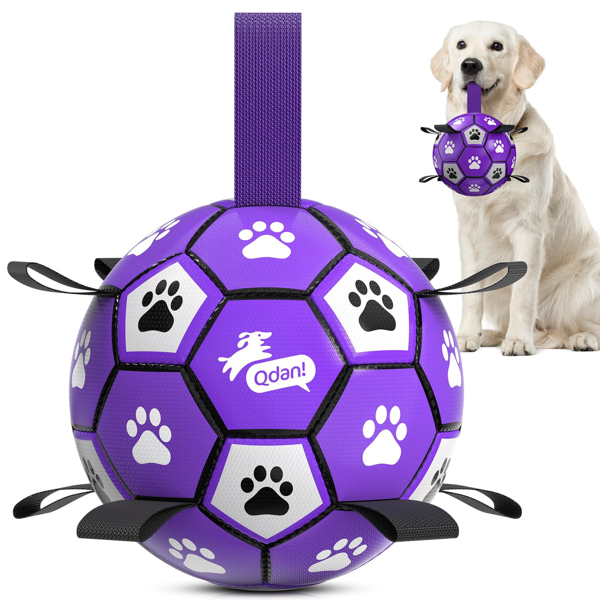 QDAN Dog Toys Balls with Bell Inside, Squeaky Dog Balls for Tug of War, Puppy Birthday Gifts, Dog Water Toys, Ball for Small Dogs(Black Green, 5 inch)