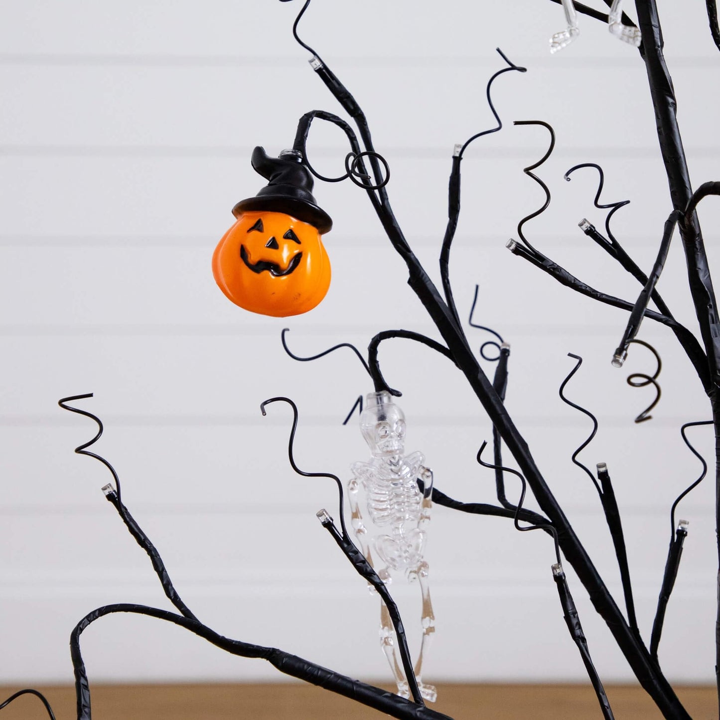 Nearly Natural 3ft Pre-Lit Halloween Pumpkins Skulls Ornament Tree with 48 Warm White LED Lights
